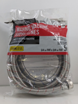 Everbilt 98286 3/4&quot;x3/4&quot; 5FT Stainless Steel Washing Machine Supply Lines 2 Pack - £19.88 GBP