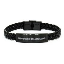 Fun Juggling Braided Leather Bracelet, Happiness is Juggling, Funny for ... - $21.51