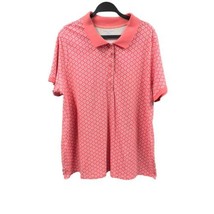 Laura Scott Womens Polo Top 2X Pink White Blouse 1/4 Button Front Short ... - £16.12 GBP