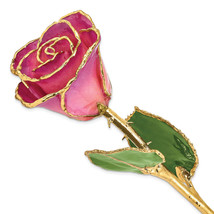 Lacquer Dipped Gold Trimmed Pink Picasso Real Rose GM3730 - $108.23