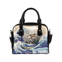 The Great Wave Tsunami Hokusai Anime Pirate Ship PU Leather Shoulder Han... - $711.91 MXN