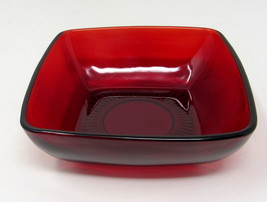Ruby Red Glass Candy Dish Anchor Hocking 4 1/2&quot; Square Depression Retro Vintage - £22.88 GBP