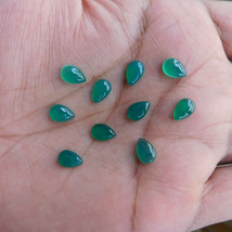 5x8 mm Pear Green Onyx Cabochon Loose Gemstone Wholesale Lot 10 pcs - £4.16 GBP