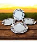 SET OF 4 HOMER LAUGHLIN CHINA SALAD PLATES 7 &quot; Rosemaling Brown Seville USA - $24.72 CAD