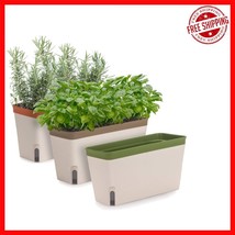 Self-Watering Herb Planter Box Set of 3 - Stylish Indoor/Outdoor Garden ... - $668.91 MXN