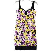 B. Smart Black Mini Sundress Floral Stretch Preppy Sleeveless Zip Womens... - $12.60