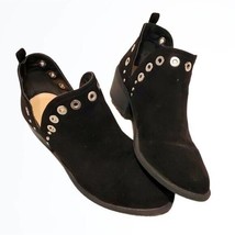 Roebuck &amp; Company Black Faux Leather Split Side Ankle Booties w Gromets ... - £20.26 GBP