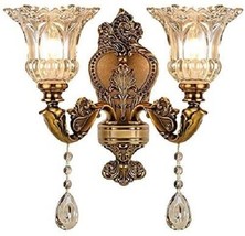 Wall Sconce Vintage Light Fixture Antique Bronze Glass Crystal Lamp Hallway New - £237.28 GBP