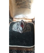 Antique Vintage Victorian Ruby Sterling Silver Ring Hallmarked Size UK T... - £171.06 GBP