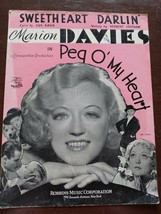 Sheet Music Sweetheart Darlin&#39; 1933 Marion Davies Peg O My Heart - £14.78 GBP