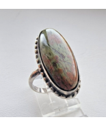 NATIVE AMERICAN   925 STERLING SILVER NATURAL  24x11 mm. UNAKITE RING SI... - $1,606.29 MXN