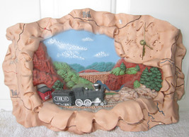 Vtg DEPOT POTOMAC RIVER SCENE Ceramic Quartz Clock Trains Locomotive Col... - $93.42