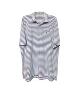 Peter Millar Mens Light Blue White Stripe OS Logo Golf Polo Shirt Size XL - $23.75