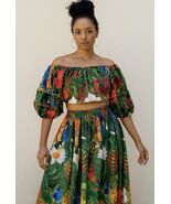 Rachael Zoe Tropical Boho 2 Piece Set Off Shoulder Crop Top &amp; Maxi  Size... - $72.63 CAD