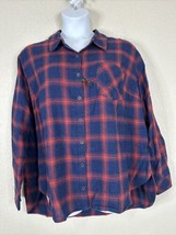 NWT Lee Riders Womens Plus Size 2X Red/Blue Plaid Button-Up Shirt Long S... - $25.82
