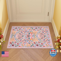 Moynesa Floral Pink Washable Rug 2x3 Boho Non Slip Bedroom Entryway Mat - $41.08
