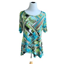N Touch Ladies Ss Colorful Abstract Asymmetrical Top Tunic Blouse Shirt S - £15.14 GBP