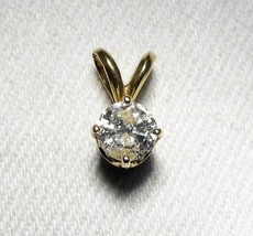 .44 Carat Round Diamond Solitaire 14K Gold Necklace Pendant C951 - £341.51 GBP