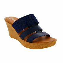 Italiana by Italian Shoemakers Women&#39;s Mandii Wedge Sandals 8.5M Navy NEW - £35.37 GBP
