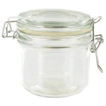 Mini Heremes CLEAR GLASS JAR Metal Clamp Top Lid 7.7oz Canister BPA Free... - $23.23
