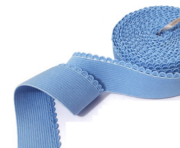 1&quot; / 25mm wide 5 -20 yds Soft Copen Blue Scalloped Waistband Elastic Band EB38 - £5.52 GBP+