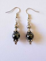 Hematite Victorian silver earrings Boho earrings bohemian earrings Antiq... - $47.88 CAD