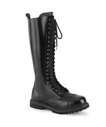 DEMONIA RIOT-20 Mens Black Leather Biker Combat Steel Toe Lace Up Knee B... - $2,641.00 MXN