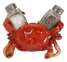Nautical Marine Red Stone Crab Salt and Pepper Shakers Holder Figurine Set - €22,33 EUR