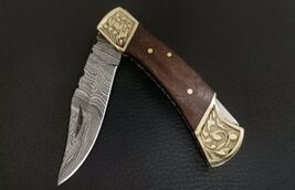Custom Made Damascus Steel FOLDING blade POCKET Knife X412 - $23.72