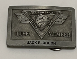 Vintage NORTH AMERICAN FISHING CLUB LIFE MEMBER Belt Buckle - $17.22