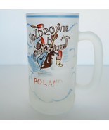 Vtg Beer Mug Frosted Glass Poland Na zdrowie Possibly Gay Fad Hazel Atlas - £11.71 GBP