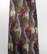 J GARCIA Banyan Trees II Collection Fourteen Silk Tie Necktie Grey Gold Red - $14.84