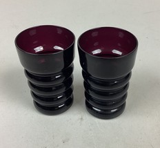 Vintage Bubble Ripple Dark Smoke Red Glass Tumblers - 3”H - $183.23 MXN