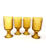 Brockway Glass American Concord Amber Water Glasses Goblets Set of 4 - $35.24 CAD