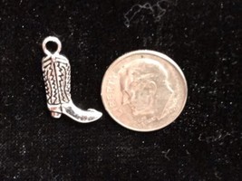 Detailed Cowboy Cowgirl Boots Style D antique silver Charm Pendant or Necklace C - £11.17 GBP