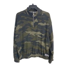 VS Pink Womens Jacket Size Medium Green Camo Zipp Long Sleeve Elastic Waist - £16.08 GBP