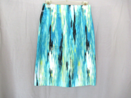 Worthington skirt  straight pencil Size 4 green blue print unlined knee length - £9.93 GBP