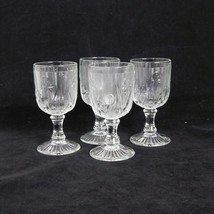 Set of 4 Depression Jeannette Iris &amp; Herringbone Clear 4 1/4&quot; Wine Glass 3oz - £23.20 GBP