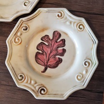 Dinner Plates, set of 2, Lillian Vernon, made in Italy, Oak Leaf, Autumn decor image 2