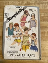 Simplicity 5520 Girls Shirt Tank Top One Yard Top Pattern Size 7-8-10 Uncut - $92.66 MXN