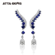 Blue Sapphire Sterling Silver Earring Classic Charming Style S925 Created Sapphi - £41.19 GBP
