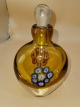 Perfume Bottle / Bud Vase Murano Italy Art Glass Amber Millefiorni,  - £54.18 GBP