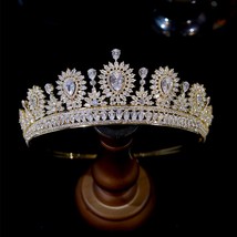 Fashion Bridal Headband Tiara Big Zircons Crown for Women Wedding Hair Accessori - £114.45 GBP