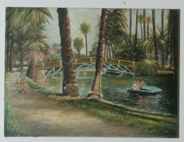 Récréation le Long De Rivière Par A.Sidoni Signée Huile sur Toile - £3,915.62 GBP