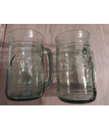 Set Of 2 Vintage Coke Green Mugs with Large. Handles Indiana Glass 16oz ... - £9.18 GBP