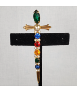 Vintage Sterling By Coro Vermeil Multicolor Rhinestone Sword Dagger Pin ... - $888.09 MXN