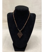 Vintage Handmade Beaded Diamond Shaped Pendant 9” Necklace Estate Jewelr... - $13.52 CAD
