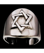 Sterling silver Hebrew symbol ring Star of David Hexagram high polished ... - $108.66 CAD