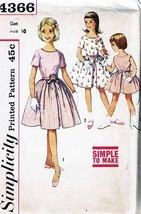 Girl&#39;s DRESS Vintage 1960&#39;s Simplicity Pattern 4366  Size 10 UNCUT - $12.00