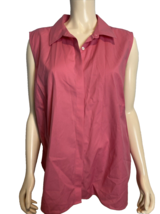 Talbots Woman Petites Wrinkle Resistant Pink Sleeveless Collared Blouse 22WP - £22.61 GBP